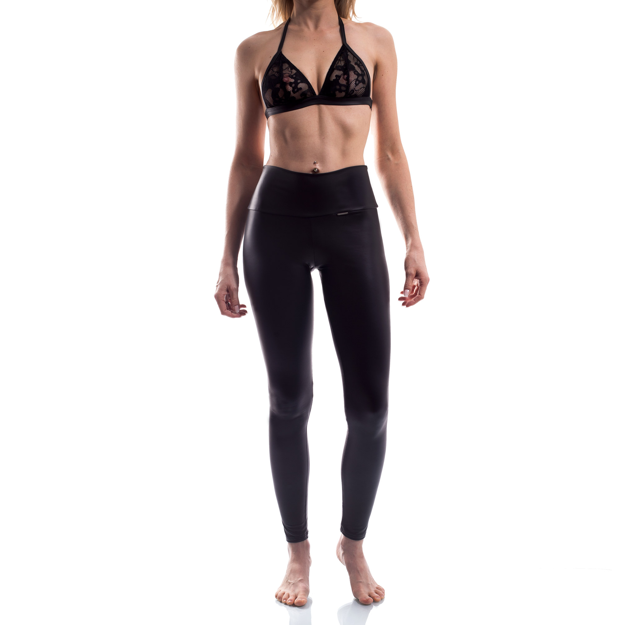 Mattleder Taillen Leggings