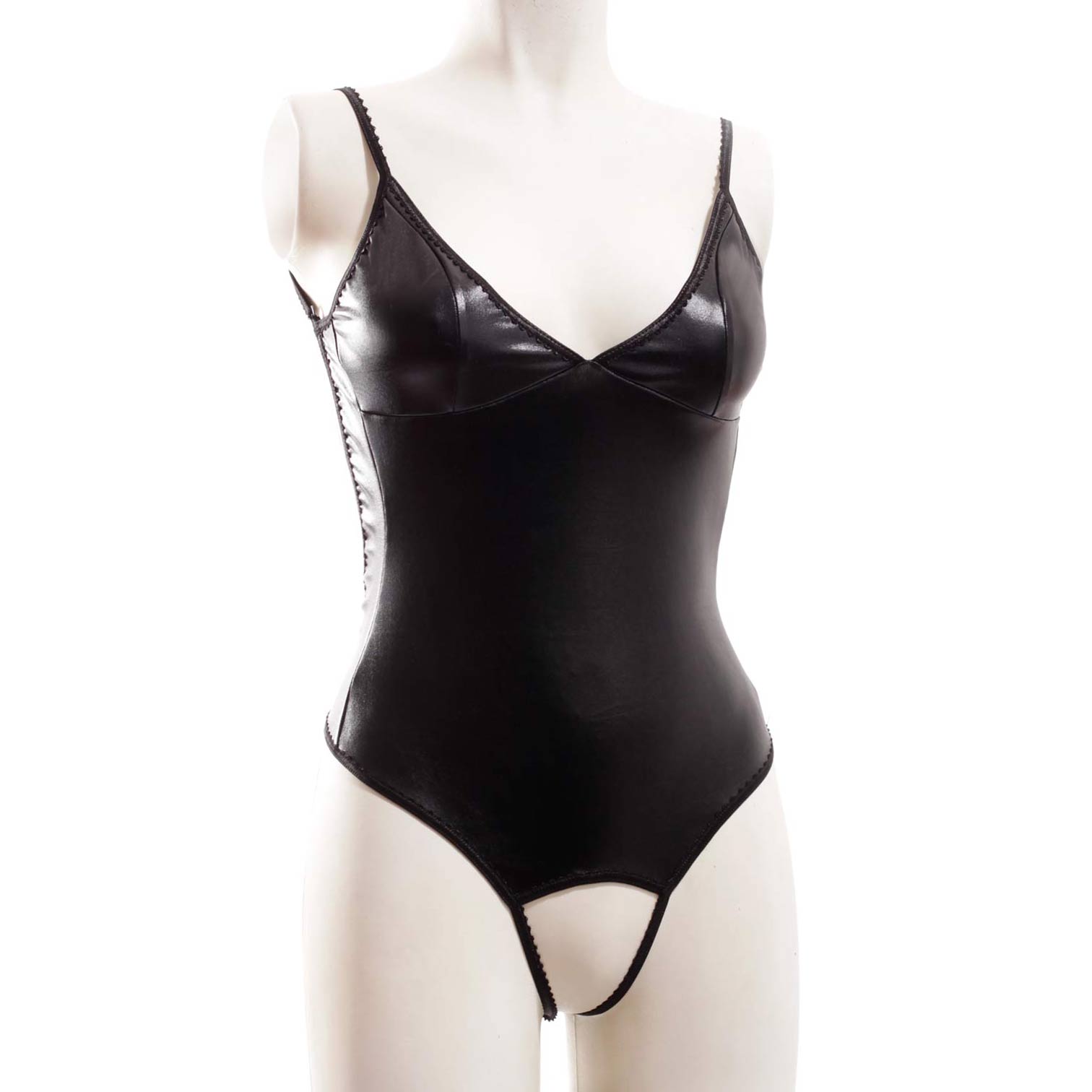 Wetlook Ouvert Rückenfrei Body